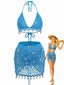 3PCS 1970er Muschel Häkel Halter Bikini Set & Cover-Up