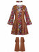 3PCS Braun 1970er Fransen Hippie Kostüm Set