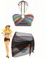 3PCS Bunt 1970er Halter Regenbogen Streifen Muschel-Träger Bikini Set