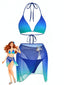 3PCS Dunkelblau 2000er Farbverlauf Triangel Bikini Set & Cover-Up