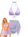 3PCS Y2K Halter Ombre Bikini Set & Cover-Up