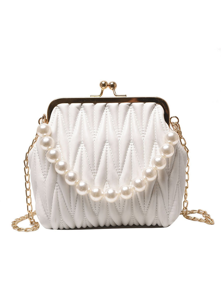 Retro Solide Perle Kette Rahmen Tasche