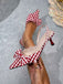 Vintage Rot Kariert Schleife Absatzschuhe
