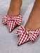 Vintage Rot Kariert Schleife Absatzschuhe