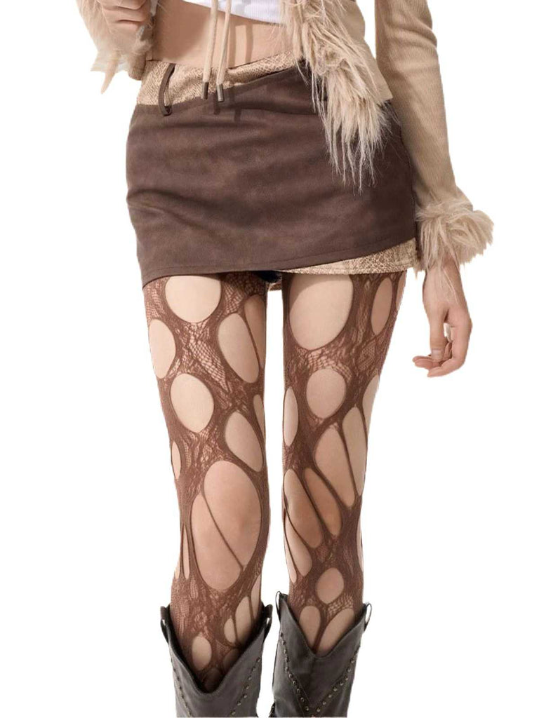 Gothic Cut-Out Riemchenstrümpfe