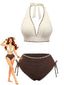 50er Bikini-Set mit Neckholder, hoher Taille und geripp