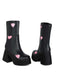 Hollow Herzen Leder Klobige Plateaustiefel