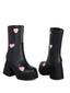 Hollow Herzen Leder Klobige Plateaustiefel