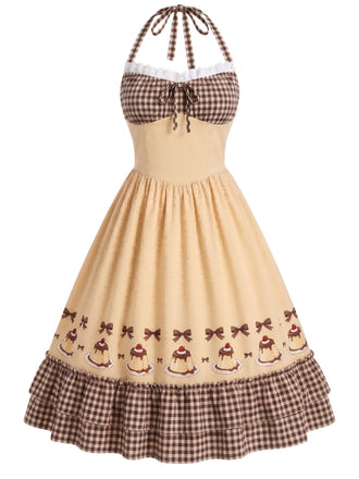 50er Kleid mit Neckholder und Schleife