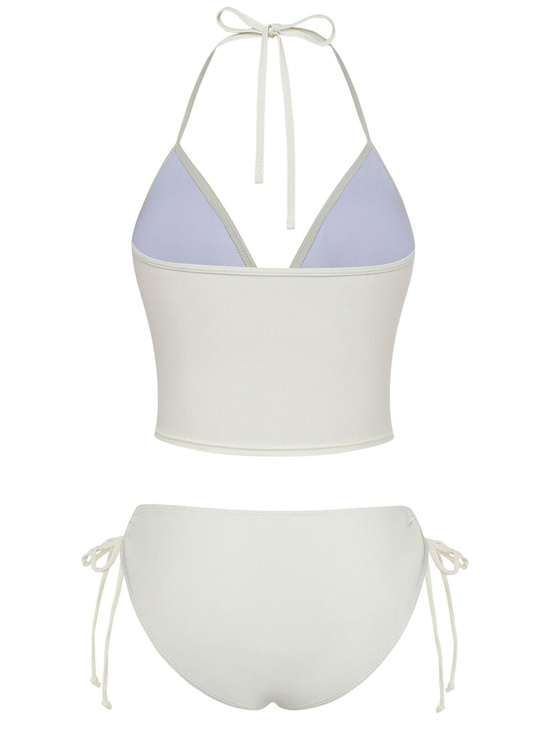 1950er Bestickt Handgemacht Blumen Hohe Taille Tankini Set