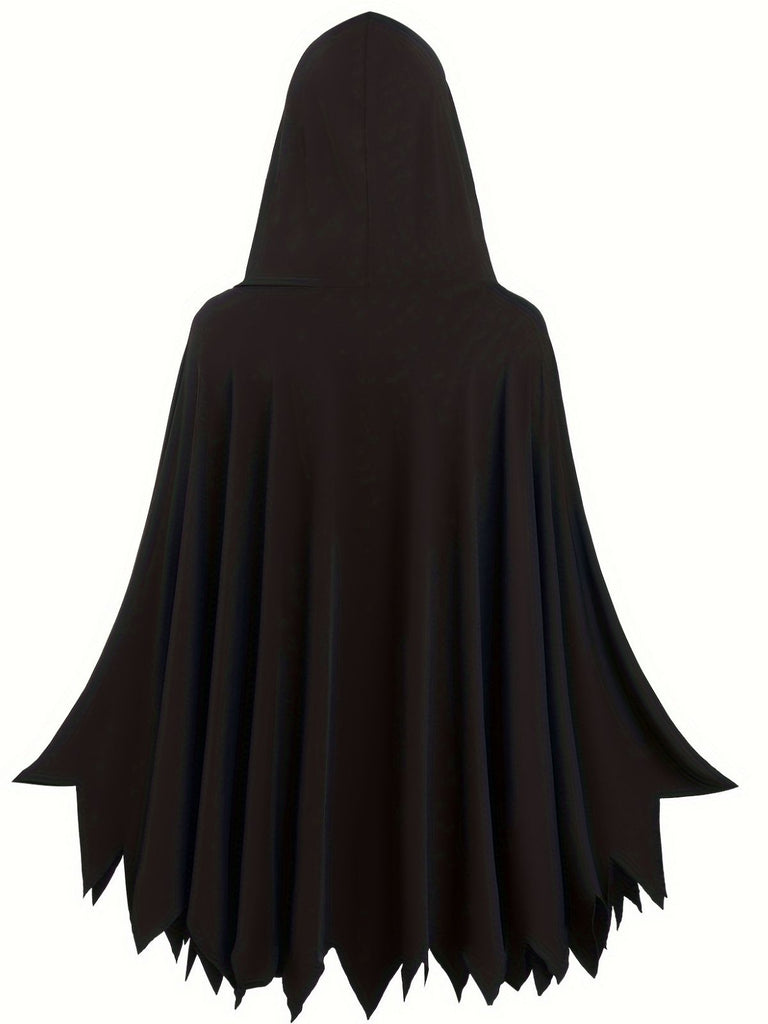Schwarz 1970er Skeleton Knochen Drucken Cape Mit Kapuze
