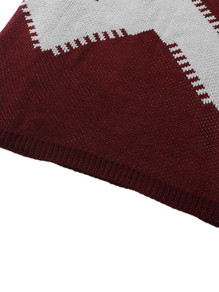 1960er Farbblock Stricken Pullover Kleid