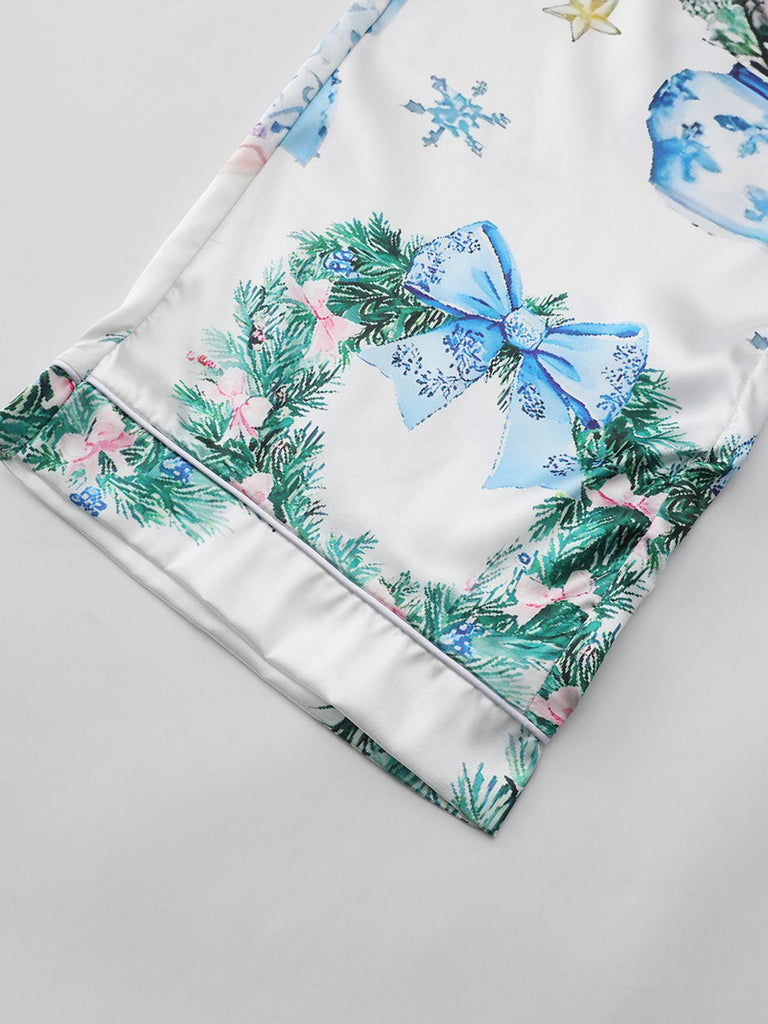 Blau 1940er Weihnachten Nussknacker Zuckerstange Pyjama-Set