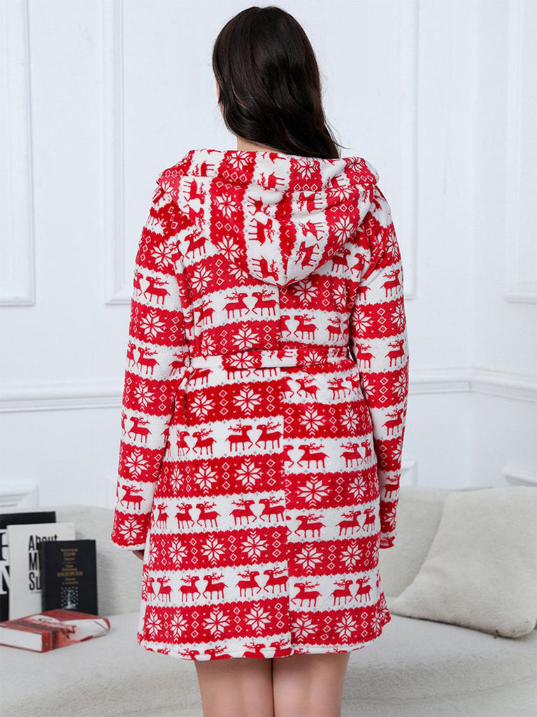 [Übergröße] 1950er Winter Plüsch Kapuzen Robe