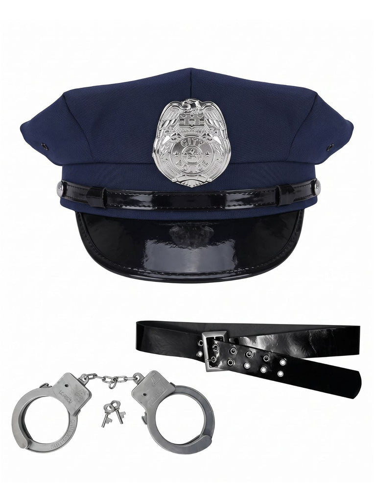 Marineblaues 80er Halloween Polizeikostüm mit Romper