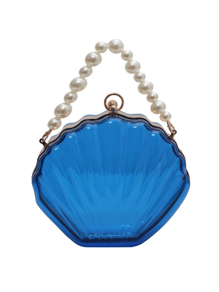 Vintage 3D-Muschel Transparent Perlenkette Tasche