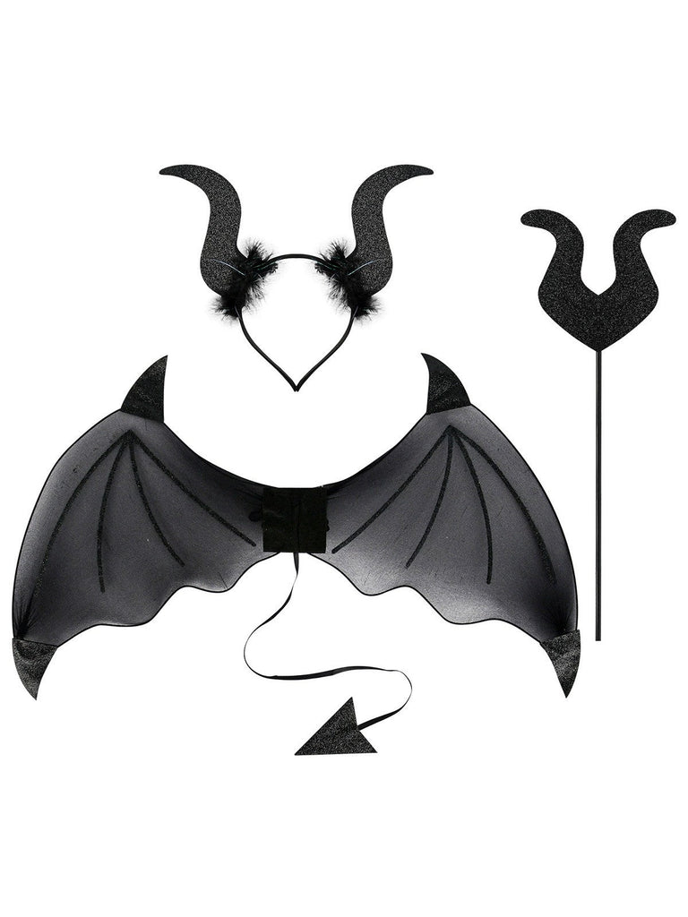 3PCS Halloween Fledermausflügel & Zauberstab & Stirnband
