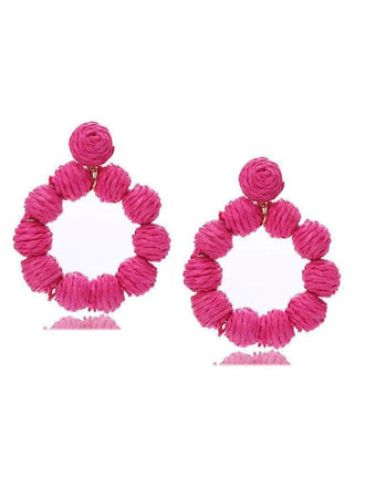 Bohemien Raffia-Creolen Statement-Ohrringe