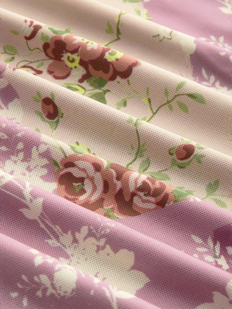 [Vorverkauf] Rosa 1960er Blumen Rüschen Detail Maxi Kleid