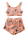2PCS Orange 1960er Halloween Geist Vlies Pyjama Set