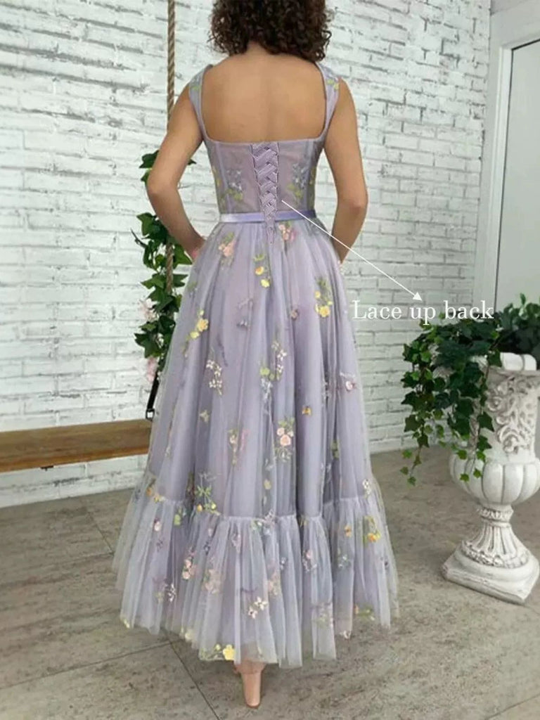 Gelb 1930er Blumen Netz Stäbchen Schnürung Kleid