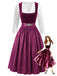Pflaumenfarbenes 50er Kleid mit Schürze und Spitze