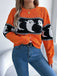 Orange 1940er Halloween Geist Stricken Pullover