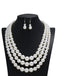 Vintage Mehrreihige Perle Halskette & Ohrring Set