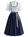 Blaues 50er Kleid mit Schürze und kurzem Top