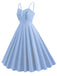 1950er Spaghetti Träger Plaids Tasten Swing Kleid