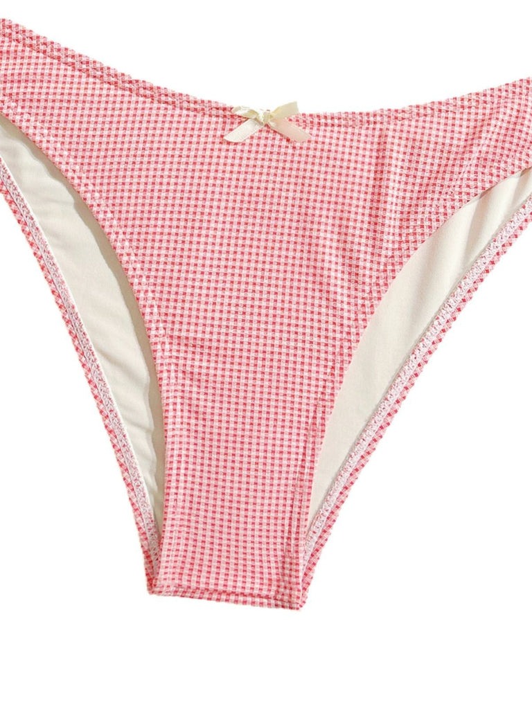 1950er Kariert Spitze Besatz Tankini Set