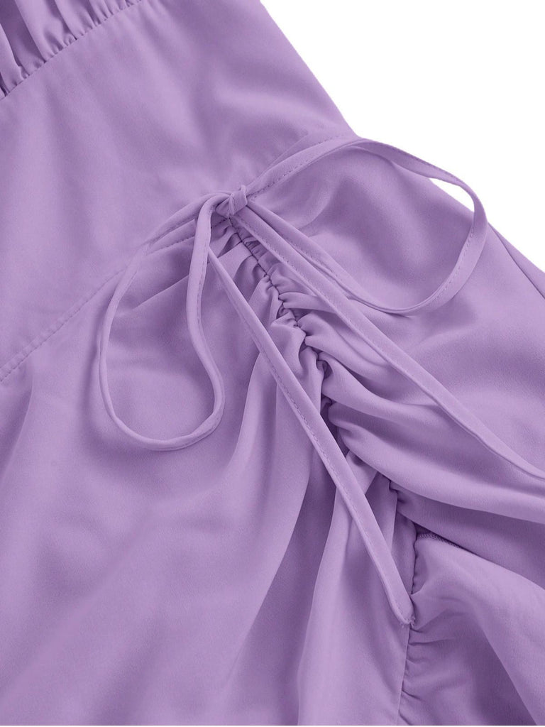 [Vorverkauf] 1950er Träger Gerafft Gestuft Rüschen Saum Kleid