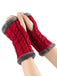 Winter Kunstpelzbesatz Stricken Fingerlos Handschuhe