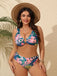 [Übergröße] Mehrfarbig 1950er Tropisch Blumen Bikini Set