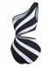 60er Badeanzug mit One-Shoulder und Cut-out
