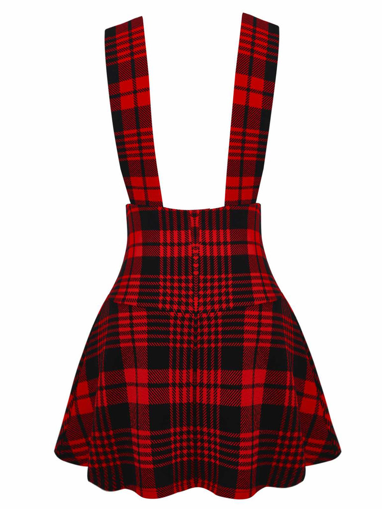 Rot 1970er Plaids Tasten Suspender Rock