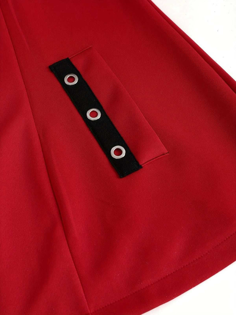 1960er Punk Hooded Zipper Gürtel Midi Jacke