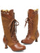Vintage Schnürung Mittlere Ferse Brogue Knöchel Stiefel
