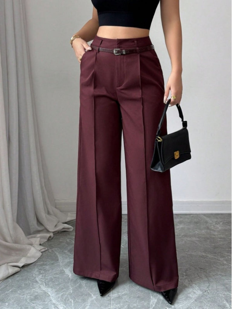 1960er Solide Hohe Taille Weites Bein Hose
