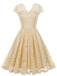 1950er Solide V-Ausschnitt Ärmellos Spitze Kleid