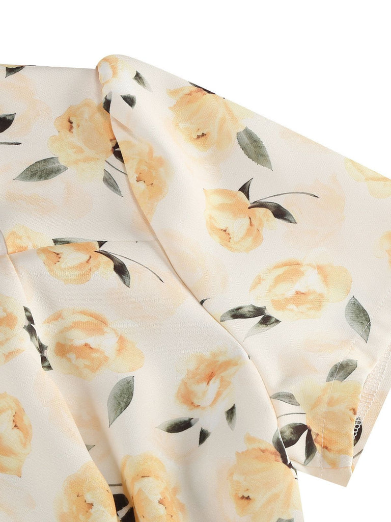 1950er Vintage Blumen Swing Kleid