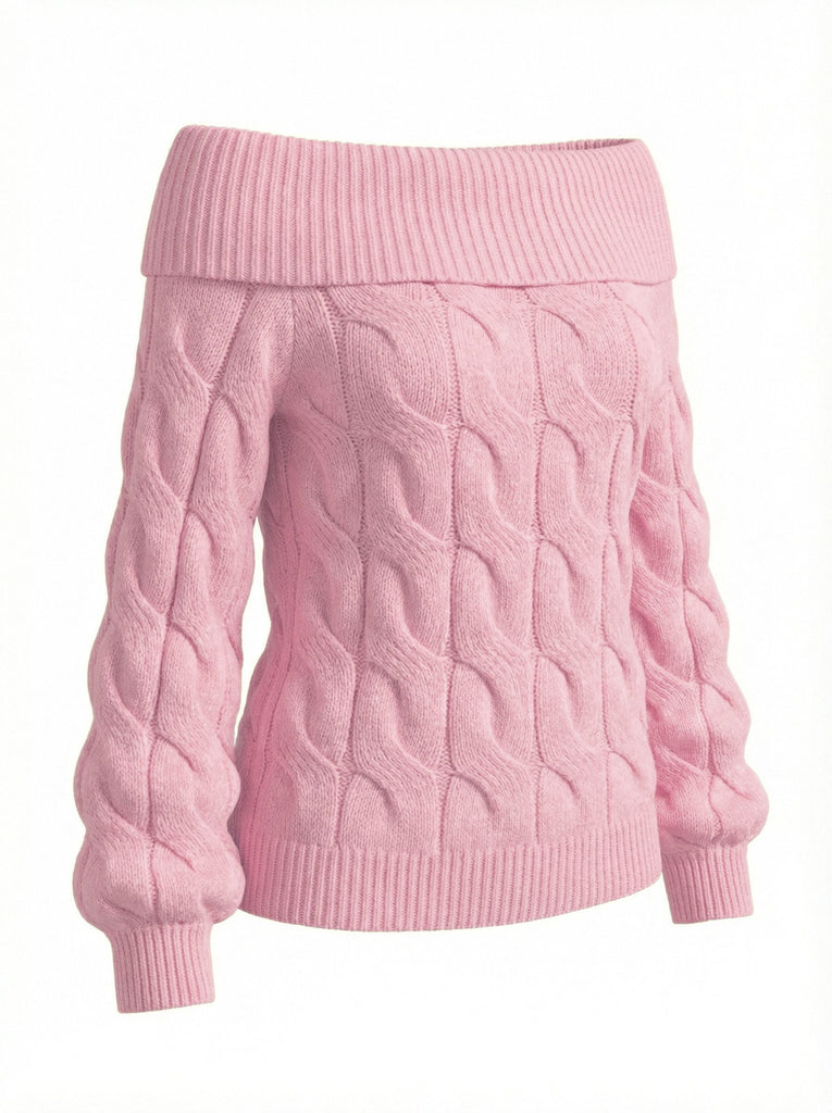 2000er Y2K Solide Schulterfrei Pullover