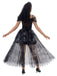 Schwarz 1970er Halloween Geisterbraut Tüll Kleid Set