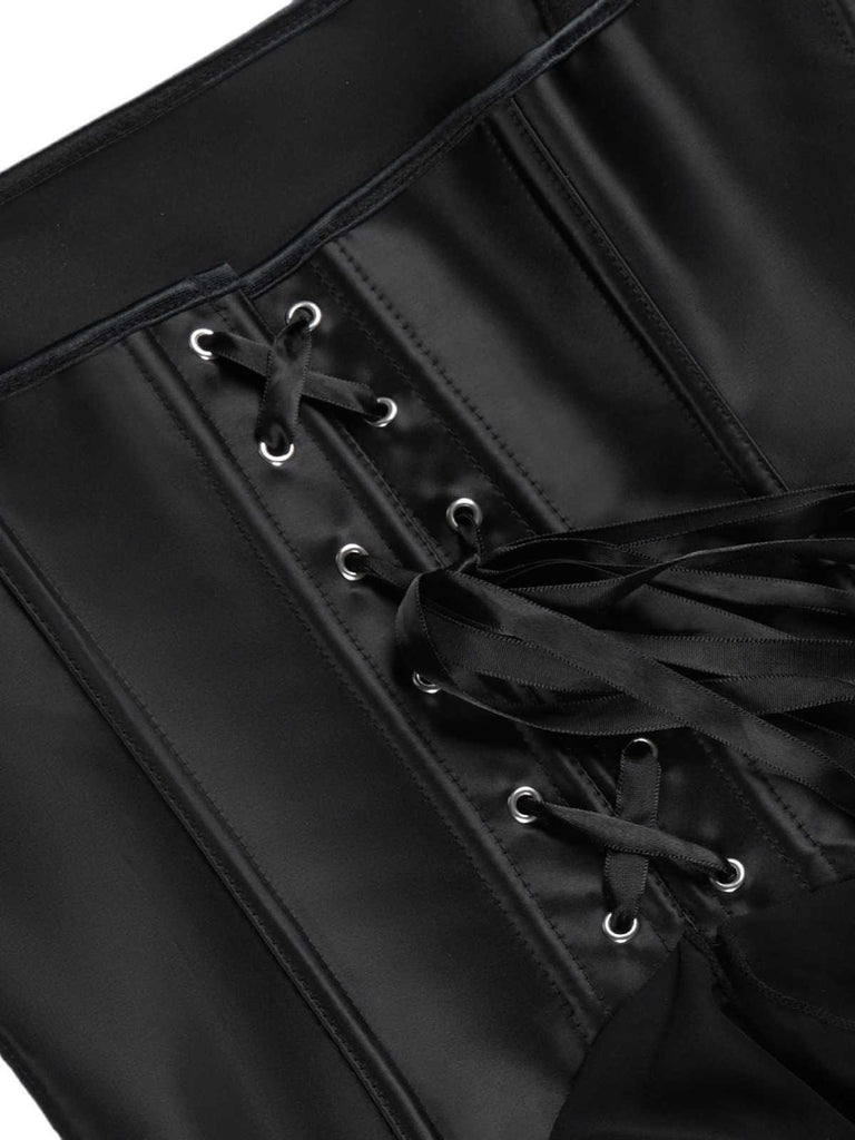 Schwarz 1980er Gothic Trägerlos Spitze Korsett Top