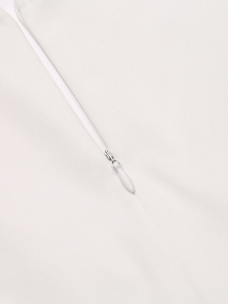 1950ER ÄRMMELLOS PATCHWORK V-AUSSCHNITT KLEID