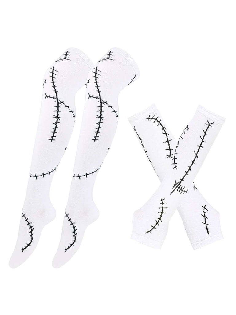 Halloween Genähter Druck Fingerlose Handschuhe & Socken