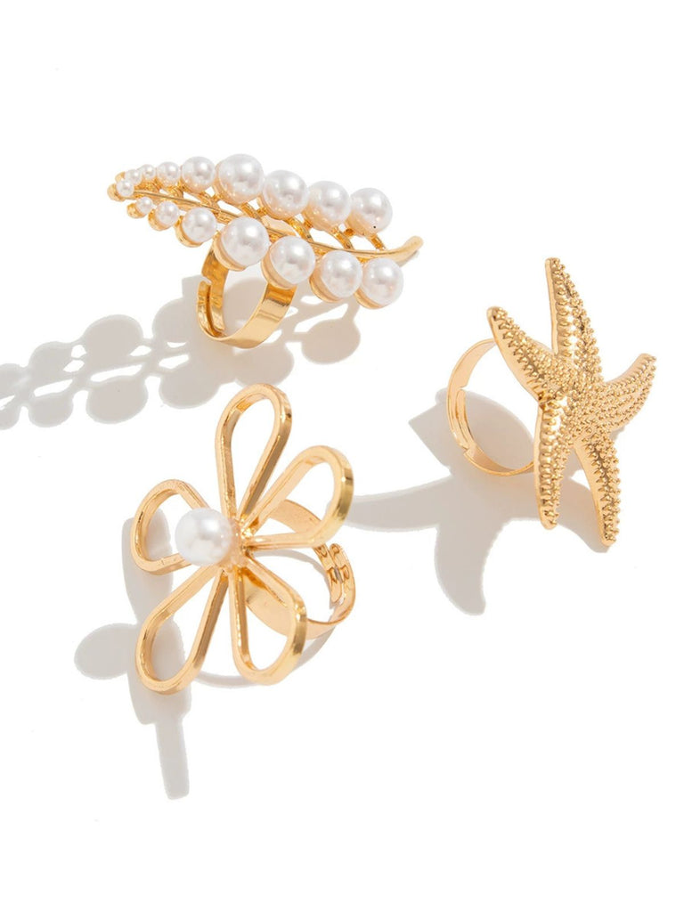 Seestern Blumen Perle Ring