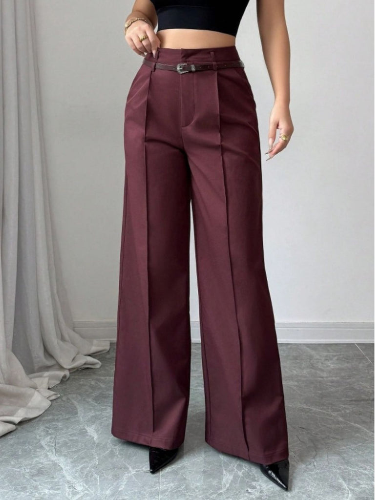 1960er Solide Hohe Taille Weites Bein Hose