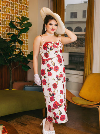 1960ER ROSA HOSENTRÄGER-BLEISTIFTKLEID