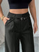 1960er Solide Hohe Taille Weites Bein Hose
